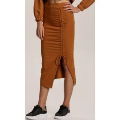 Camelowa Spódnica Kyllea. Brązowe spódniczki damskie Renee, s, bez wzorów, midi. Za 99,99 zł.
