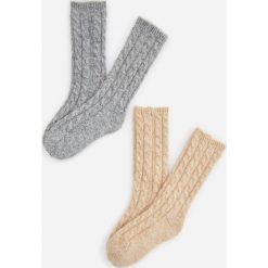 Skarpety z domieszką wełny 2 pack - Beżowy. Brązowe skarpetki damskie Reserved, bez wzorów, z wełny. Za 49,99 zł.