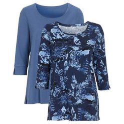 Cellbes Bluzka 2 Pack niebieski we wzory denim blue female niebieski/ze wzorem 42/44. Niebieskie bluzki damskie Cellbes, bez wzorów, z bawełny, z okrągłym kołnierzem. W wyprzedaży za 65,00 zł.