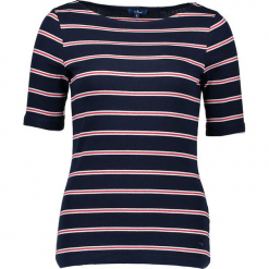 Koszulka w kolorze granatowo-czerwonym. Niebieskie t-shirty damskie marki Tom Tailor Adults, s, w paski, z bawełny, z dekoltem w łódkę. W wyprzedaży za 43,95 zł.