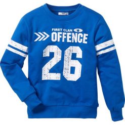 Bluza "college" bonprix lazurowy. Niebieskie bluzy chłopięce marki bonprix, z nadrukiem. Za 27,99 zł.
