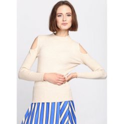 Beżowy Sweter Pointless. Niebieskie swetry klasyczne damskie marki ARTENGO, z elastanu, ze stójką. Za 49,99 zł.