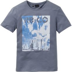 T-shirty męskie z nadrukiem: T-shirt Slim Fit bonprix dymny niebieski z nadrukiem
