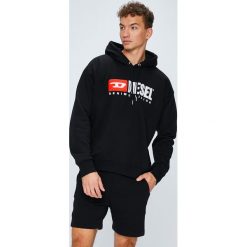 Diesel - Bluza. Czarne bluzy męskie Diesel, s, z nadrukiem, z bawełny, z kapturem, bez rękawów, z kapturem. W wyprzedaży za 449,90 zł.