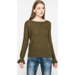 Vero Moda - Sweter. Zielone swetry klasyczne damskie marki Vero Moda, s, z bawełny, z dekoltem w łódkę. W wyprzedaży za 59,90 zł.
