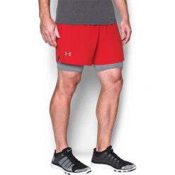 Spodenki sportowe męskie: Under Armour Spodenki męskie Qualifier 2-in-1 Shorts Red r. M (1289625600)