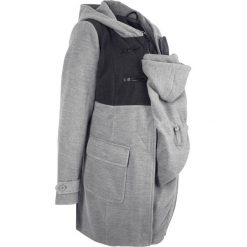 Płaszcz budrysówka ciążowy z wstawką niemowlęcą na nosidełko bonprix szary melanż. Szare płaszcze damskie marki bonprix, bez wzorów, moda ciążowa. Za 269,99 zł.