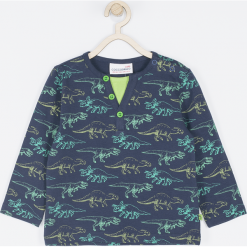 Koszulka. Zielone t-shirty chłopięce marki BABY DINO, z nadrukiem, z elastanu, z długim rękawem. Za 24,90 zł.