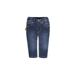 STEIFF Boys Spodnie jeans dark blue denim. Niebieskie spodnie niemowlęce marki Steiff, z aplikacjami, z bawełny. Za 199,00 zł.