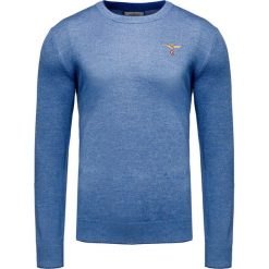 Sweter AERONAUTICA MILITARE Niebieski. Niebieskie swetry męskie marki Aeronautica Militare, z haftami, z okrągłym kołnierzem, bez kaptura. W wyprzedaży za 511,00 zł.