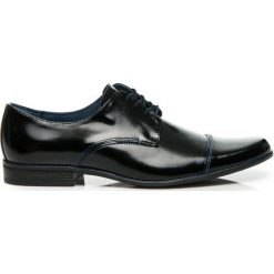 Buty wizytowe męskie: Eleganckie skórzane czarne buty - połysk