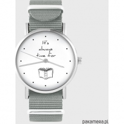 Zegarek - It is always time for a book - szary. Szare zegarki męskie Pakamera. Za 129,00 zł.