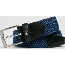 Tommy Hilfiger - Pasek. Czarne paski męskie TOMMY HILFIGER, w paski, z elastanu. Za 199,90 zł.