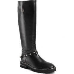 Oficerki AIGNER - Ava 9E 192214 Black 001. Czarne kozaki damskie Aigner, ze skóry, bez obcasa, na obcasie, bez zapięcia. Za 2139,00 zł.