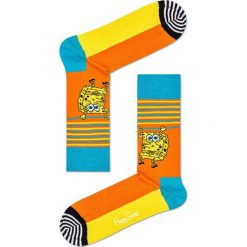 Happy Socks - Skarpetki x SpongeBob Let's Work It Out. Żółte skarpetki męskie Happy Socks, bez wzorów, z elastanu. W wyprzedaży za 49,90 zł.