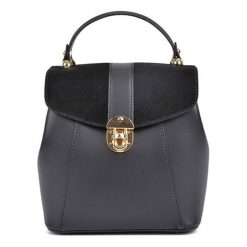 Plecaki damskie: Skórzany plecak w kolorze czarnym – (S)22 x (W)22 x (G)12,5 cm