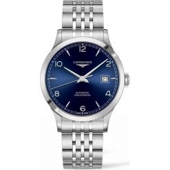 LONGINES Record L2.821.4.96.6. Niebieskie zegarki męskie marki LONGINES, ze stali. Za 7710,00 zł.