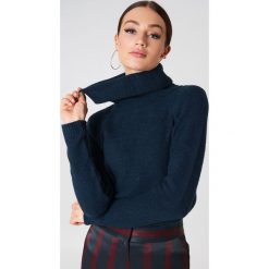 Trendyol Sweter z wywijanym golfem - Navy. Szare golfy damskie marki Vila, l, z bawełny, z okrągłym kołnierzem. Za 80,95 zł.