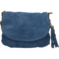 Skórzana torebka w kolorze niebieskim - 30 x 20 x 3 cm. Niebieskie torebki klasyczne damskie ORE10, w paski, ze skóry. W wyprzedaży za 155,95 zł.