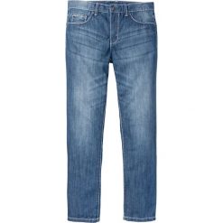Dżinsy z kontrastowymi szwami Slim Fit Straight bonprix niebieski "stone used". Niebieskie jeansy męskie bonprix, m, bez wzorów. Za 49,99 zł.