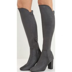 Ciemnoszare Kozaki No Sense. Czarne buty zimowe damskie Born2be, przed kolano, na wysokim obcasie, na słupku. Za 79,99 zł.