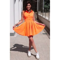 Sukienka TAMASA ORANGE. Pomarańczowe sukienki damskie Sukienka TAMASA ORANGE, s, bez wzorów, bez kołnierzyka, z krótkim rękawem, krótkie, mini. W wyprzedaży za 59,00 zł.