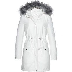 Kurtka parka z ćwiekami bonprix biel wełny. Białe kurtki damskie bonprix, bez wzorów, z wełny, bez kaptura. Za 199,99 zł.