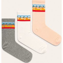 Pepe Jeans - Skarpetki Aria (3-pack). Białe skarpetki damskie Pepe Jeans, z nadrukiem, z elastanu. Za 69,90 zł.