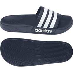 Klapki adidas Adilette Shower AQ1703. Białe klapki męskie Adidas, w paski, z materiału. W wyprzedaży za 139,00 zł.