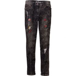 Dżinsy SKINNY z haftem bonprix czarny "stone". Czarne jeansy dziewczęce bonprix, z haftami. Za 44,99 zł.