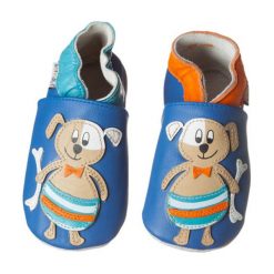 Buciki niemowlęce: Skórzane buty niemowlęce w kolorze beżowo-niebieskim