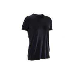 Koszulka Yoga damska. Czarne t-shirty damskie marki DOMYOS, xs, z materiału. W wyprzedaży za 39,99 zł.