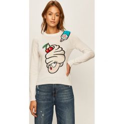 Love Moschino - Sweter. Białe swetry damskie Love Moschino, s, bez wzorów, z bawełny, z długim rękawem, długie, bez kaptura. Za 1099,00 zł.