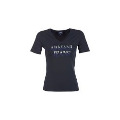 T-shirty z krótkim rękawem Armani jeans JAGONA. Niebieskie t-shirty damskie marki Armani Jeans, z jeansu. Za 303,20 zł.