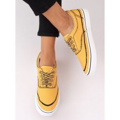 Żółte trampki ULRICA. Żółte buty sportowe damskie FunKee.pl, bez wzorów, z tkaniny, sportowe. Za 83,99 zł.