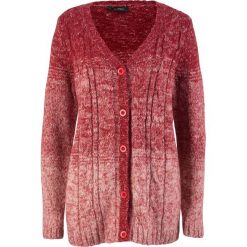Sweter rozpinany, cieniowany kolor bonprix czerwony chili - perłowy jasnoróżowy. Czerwone kardigany damskie bonprix. Za 89,99 zł.