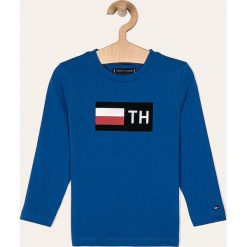 Tommy Hilfiger - Longsleeve dziecięcy 104-176 cm. Brązowe t-shirty chłopięce TOMMY HILFIGER, z aplikacjami, z bawełny, z długim rękawem. Za 159,90 zł.