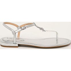 Lauren Ralph Lauren - Sandały skórzane. Szare klapki damskie Lauren Ralph Lauren, bez wzorów, ze skóry, bez obcasa, na obcasie. W wyprzedaży za 299,90 zł.