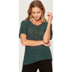 Koszulka z marszczonymi rękawami - Khaki. Brązowe t-shirty damskie Mohito, l. Za 59,99 zł.