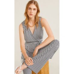 Mango - Kombinezon Palmju. Białe kombinezony damskie Mango, s, bez wzorów, z elastanu, bez kołnierzyka, z długim rękawem, długie. W wyprzedaży za 99,90 zł.