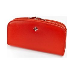 Luksusowy portfel damski portmonetka saffiano. Czerwone portfele damskie MILANO DESIGN, bez wzorów, ze skóry. Za 39,90 zł.