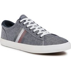 Tenisówki TOMMY HILFIGER - Essential Seasonal Textile Vulc FM0FM02852 Desert Sky DW5. Niebieskie półbuty męskie TOMMY HILFIGER, bez wzorów, z gumy, klasyczne, bez zapięcia. Za 299,00 zł.