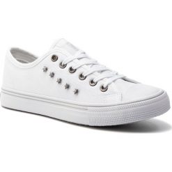 Trampki BIG STAR - DD274612 White. Białe półbuty damskie BIG STAR, z aplikacjami, z gumy, retro, bez obcasa, na płaskiej podeszwie, bez zapięcia. Za 109,00 zł.