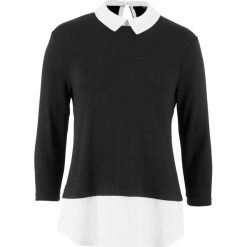 Sweter z zaokrąglonym kołnierzykiem, z kolekcji Maite Kelly bonprix czarno-biały. Czarne swetry klasyczne damskie marki bonprix. Za 69,99 zł.