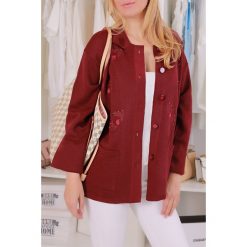 Kardigan damski FIONA BORDO - duże rozmiary. Czerwone kardigany damskie IVET, plus size, bez wzorów. W wyprzedaży za 19,00 zł.
