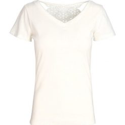 Biały T-shirt Featherlike. Białe bluzki damskie marki Born2be, s, bez wzorów, z dzianiny, bez kołnierzyka, bez rękawów. Za 39,99 zł.