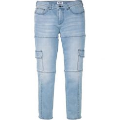 Dżinsy bojówki ze stretchem Slim Fit Straight bonprix niebieski "bleached”. Niebieskie jeansy męskie bonprix, m. Za 129,99 zł.