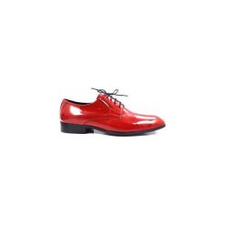 Czerwone lakierki męskie T78. Czerwone buty wizytowe męskie Modini Moda Męska, ze skóry, bez zapięcia. Za 297,00 zł.