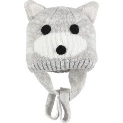 Czapka w kolorze szarym. Szare czapeczki niemowlęce Tom Tailor Kids, z aplikacjami, z polaru. W wyprzedaży za 25,95 zł.