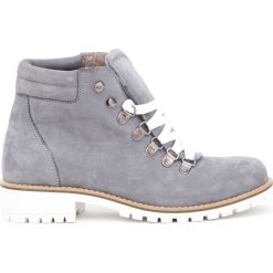 Botki - skóra naturalna - model 476 - kolor grafitowy. Szare botki damskie Zapato, na zimę, z jeansu, eleganckie, za kostkę, bez obcasa, na obcasie, na sznurówki. W wyprzedaży za 299,25 zł.